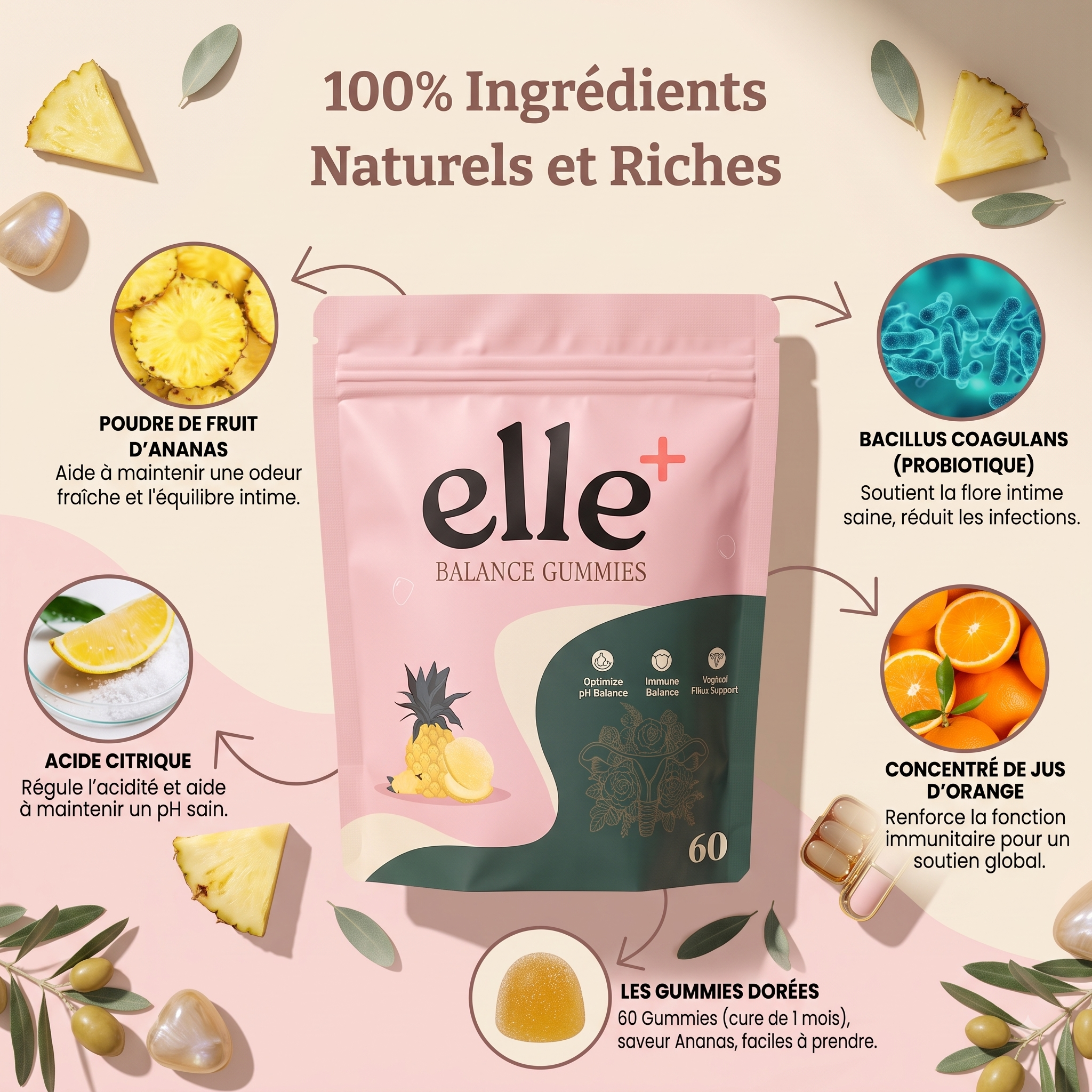 Gummies Probiotiques Ananas — Équilibre Féminin
